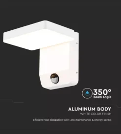 Illuminazione Per Esterno- Applique led solare da esterno quadrata vtac bianco 4000k
