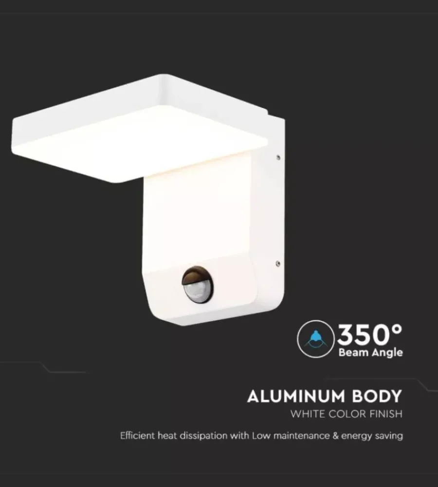 Illuminazione Per Esterno- Applique led solare da esterno quadrata vtac bianco 4000k
