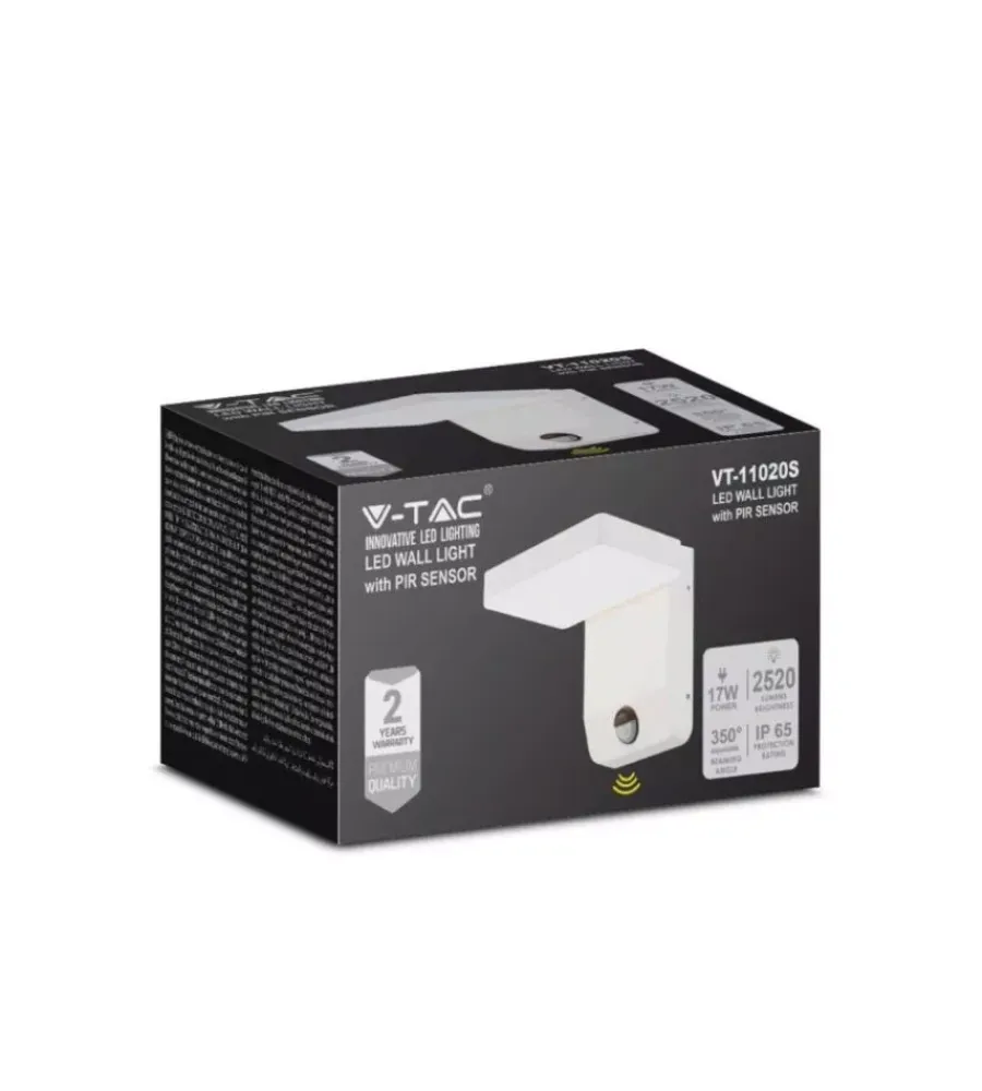 Illuminazione Per Esterno- Applique led solare da esterno quadrata vtac bianco 4000k