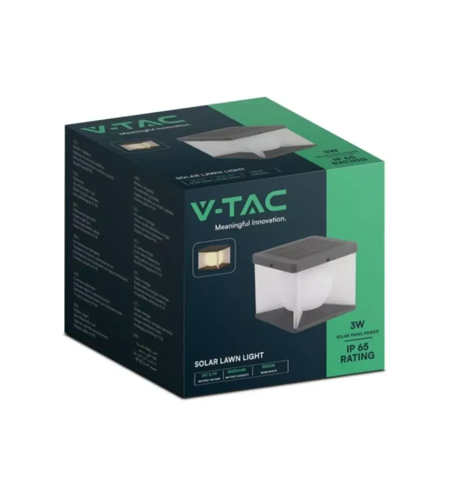 Clearance Applique led solare da esterno vtac nero con telecomando 3000k 3w Illuminazione Per Esterno