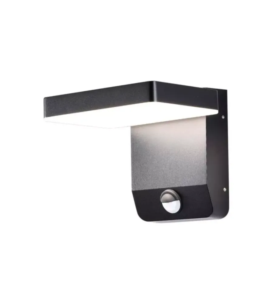 Illuminazione Per Esterno|Applique led solare da esterno quadrata vtac nero 4000k