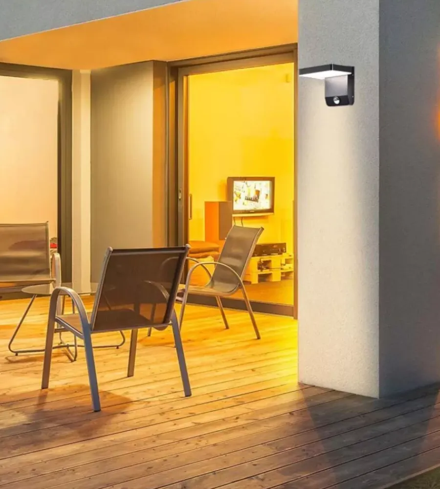 Illuminazione Per Esterno|Applique led solare da esterno quadrata vtac nero 4000k