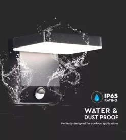 Illuminazione Per Esterno|Applique led solare da esterno quadrata vtac nero 4000k