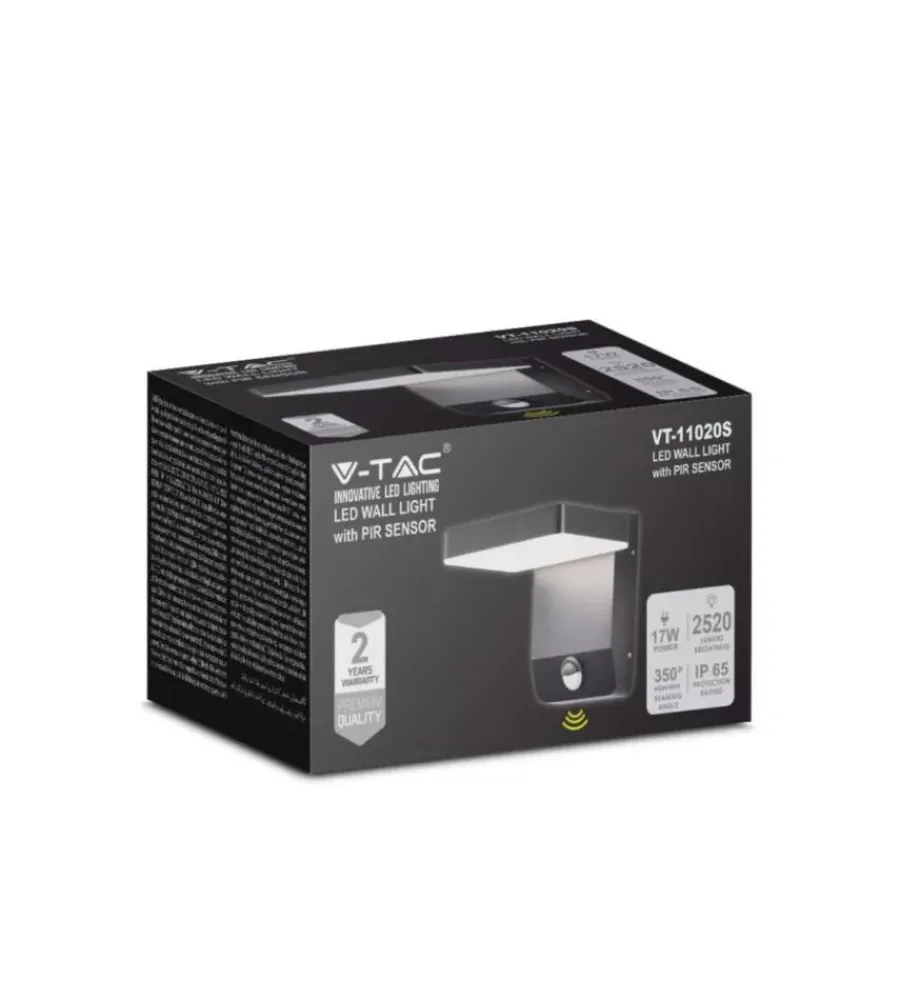 Illuminazione Per Esterno|Applique led solare da esterno quadrata vtac nero 4000k