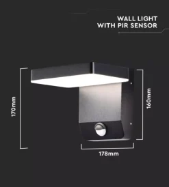 Illuminazione Per Esterno|Applique led solare da esterno quadrata vtac nero 4000k