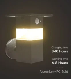 Illuminazione Per Esterno|Applique led solare da esterno vtac nero con sensore 3000k