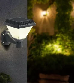 New Applique led solare vtac nero a piramide con telecomando 3in1 Illuminazione Per Esterno