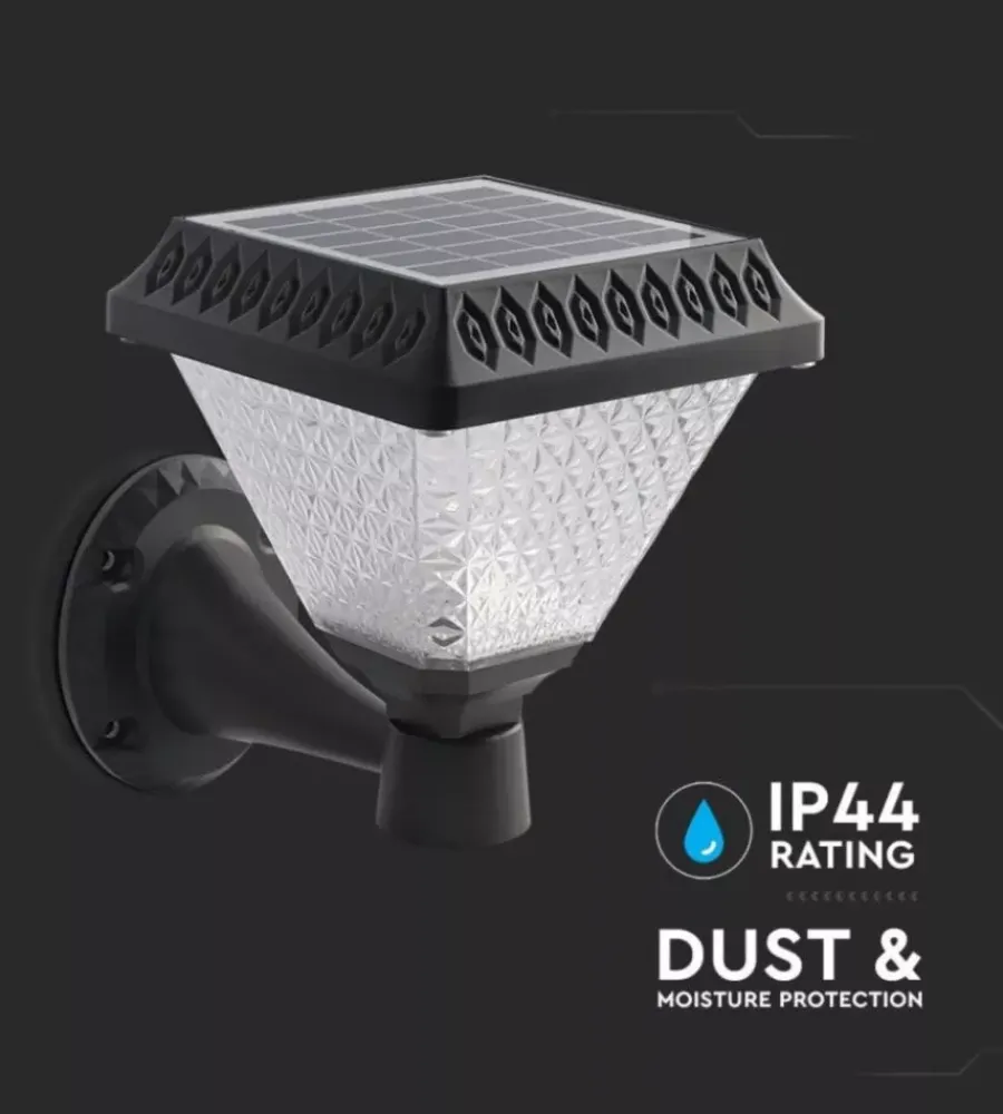 New Applique led solare vtac nero a piramide con telecomando 3in1 Illuminazione Per Esterno