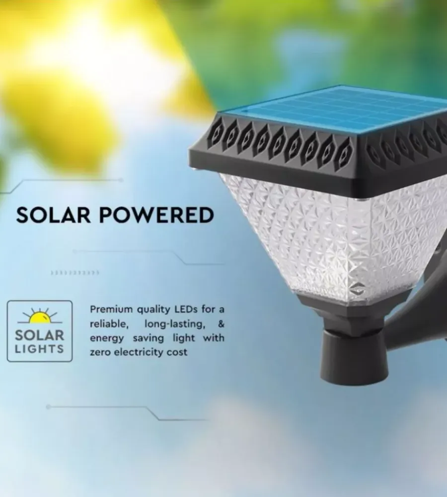 New Applique led solare vtac nero a piramide con telecomando 3in1 Illuminazione Per Esterno