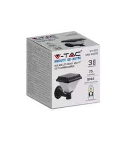 New Applique led solare vtac nero a piramide con telecomando 3in1 Illuminazione Per Esterno