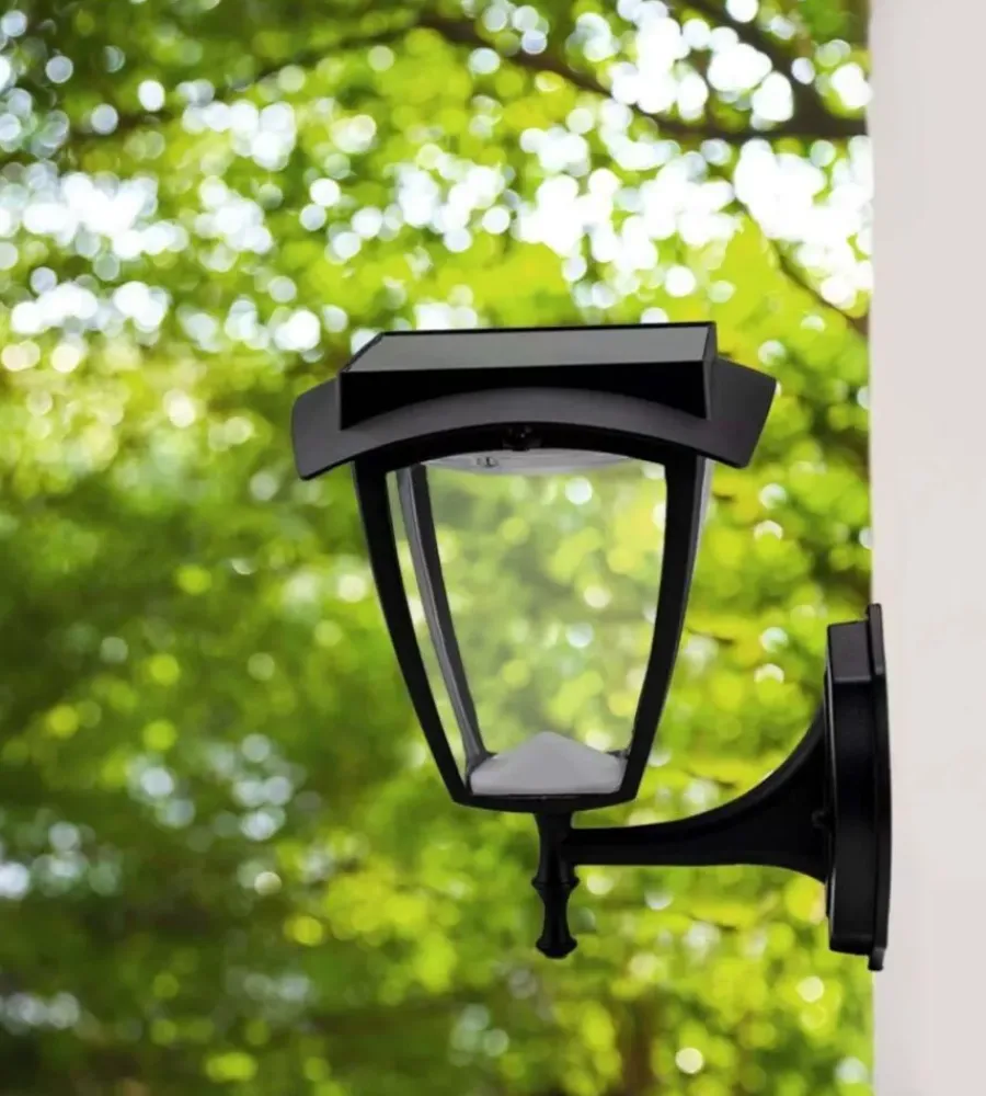 Illuminazione Per Esterno- Applique led solare vtac nero 3000+6000k