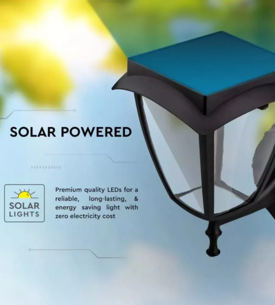 Illuminazione Per Esterno- Applique led solare vtac nero 3000+6000k