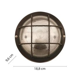 Outlet Applique nera tonda in plastica e vetro e27, 60w Illuminazione Per Esterno