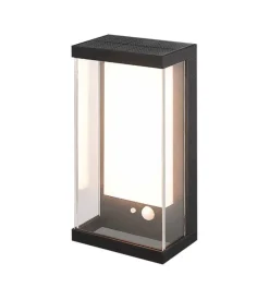 Illuminazione Per Esterno- Applique nero a led con pannello solare 3000k, 8,3x12,6x25,2 cm