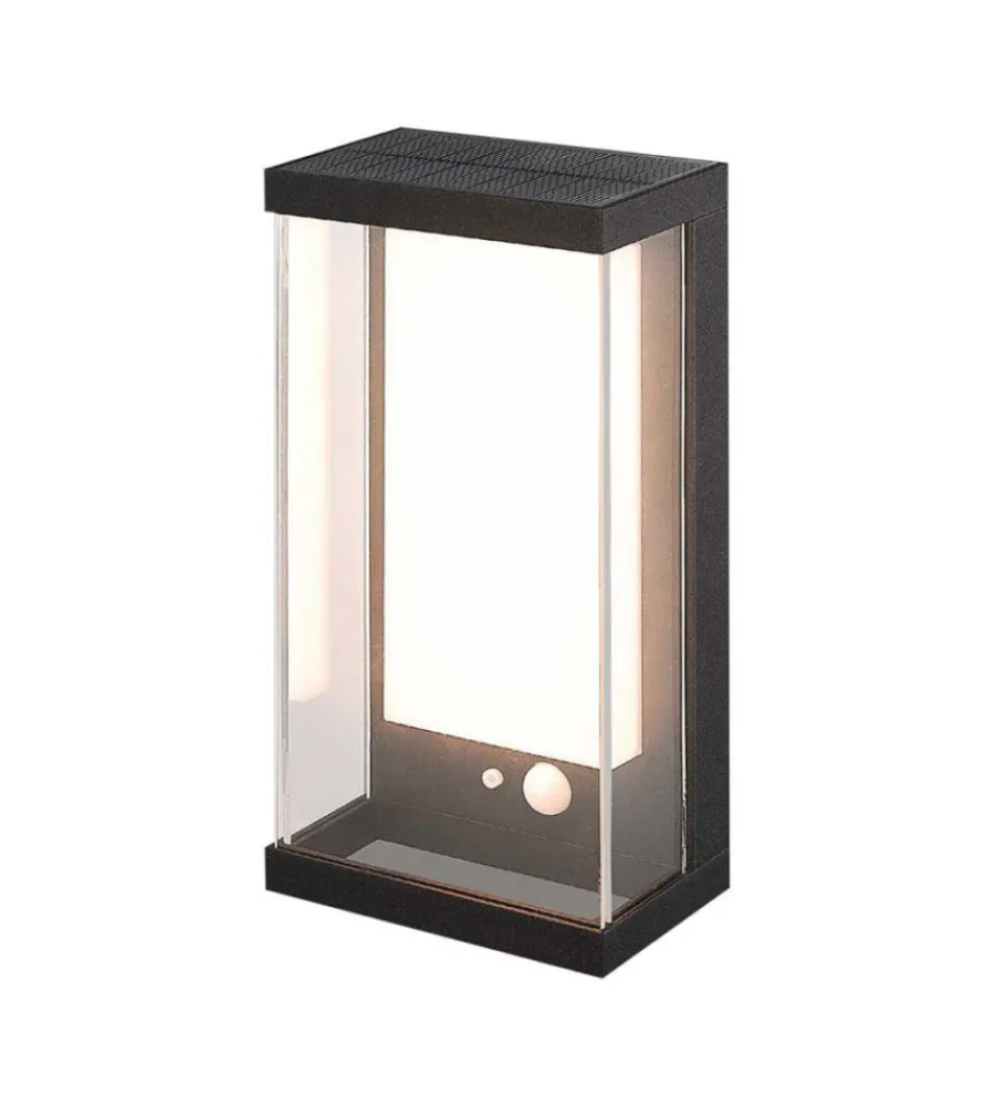 Illuminazione Per Esterno- Applique nero a led con pannello solare 3000k, 8,3x12,6x25,2 cm