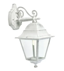 Illuminazione Per Esterno|Applique "old " verso il basso bianco e argento, e27