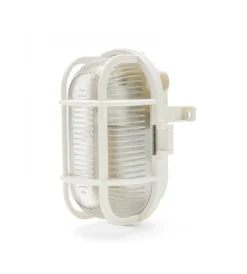 Outlet Applique ovale in plastica bianca e vetro e27, 60w Illuminazione Per Esterno