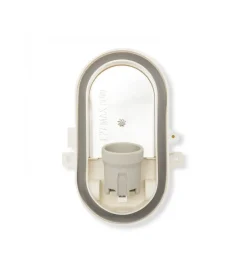 Outlet Applique ovale in plastica bianca e vetro e27, 60w Illuminazione Per Esterno