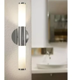 Sale Applique "palmera" in vetro bianco e cromo, e14. Illuminazione Per Interno