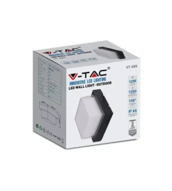 Illuminazione Per Esterno|Applique quadrata da 12w scoperta led da esterno vtac nero 3000k
