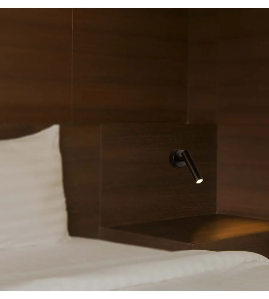 Illuminazione Per Interno- Applique slim da hotel nera per lettura 2w, 4000k