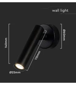 Illuminazione Per Interno|Applique slim da hotel nera per lettura 2w, 3000k