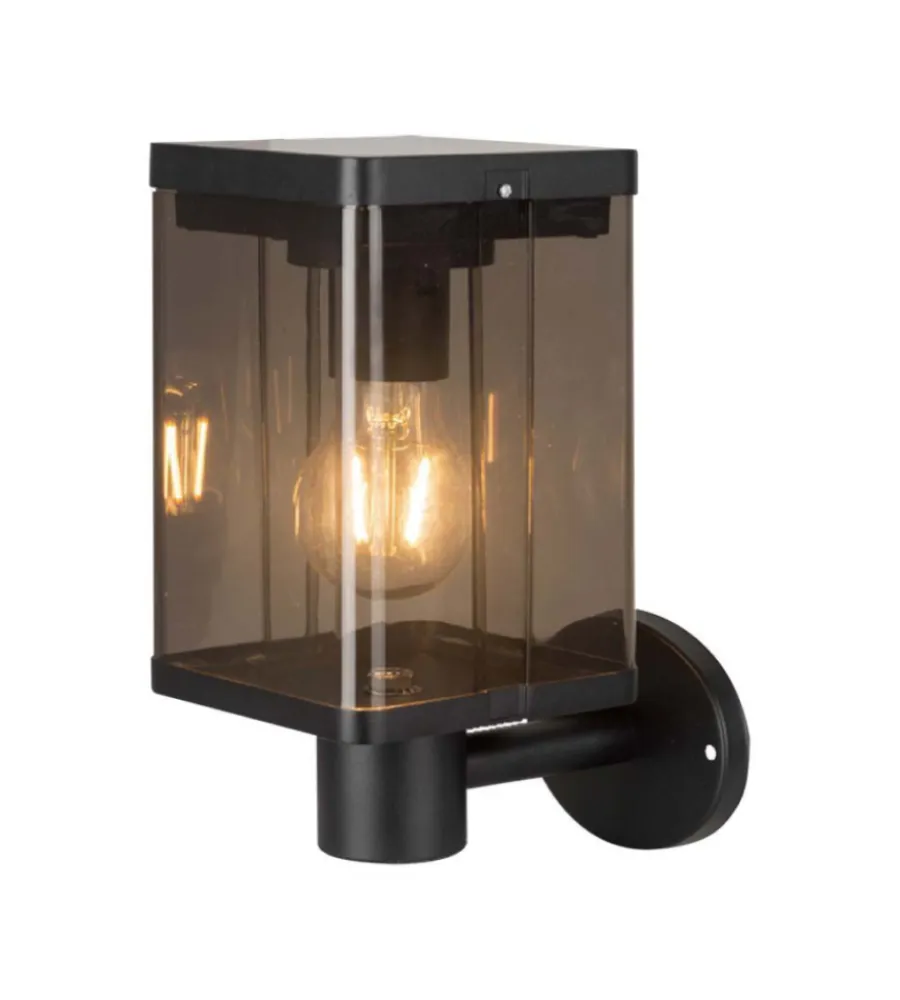 Illuminazione Per Esterno- Applique solare da esterno nero 3000k ip44, 12x12x26 cm