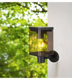 Illuminazione Per Esterno- Applique solare da esterno nero 3000k ip44, 12x12x26 cm