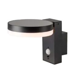 Illuminazione Per Esterno- Applique solare rotonda con sensore 3000k ip44, 22,9x15,5x15,5 cm