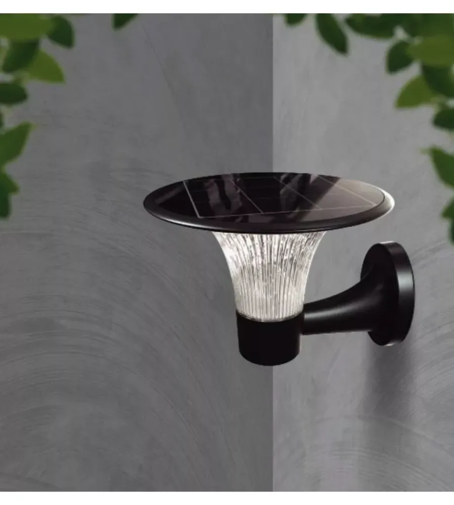 Illuminazione Per Esterno- Applique solare 15w con batteria nera ip65