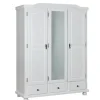 Armadio 3 ante + 3 cassetti in pino massello bianco, 150x56x200 cm Armadi