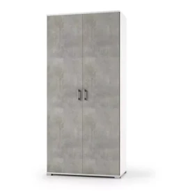 Armadi|Armadio 2 ante bianco e cemento 90x45x195 cm