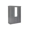 Armadi- Armadio 3 ante e 3 cassetti in legno di pino massello grigio, 140x55x190 cm