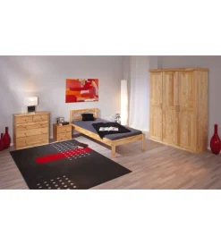 Armadi- Armadio 3 ante in legno massello, 140x55x190 cm
