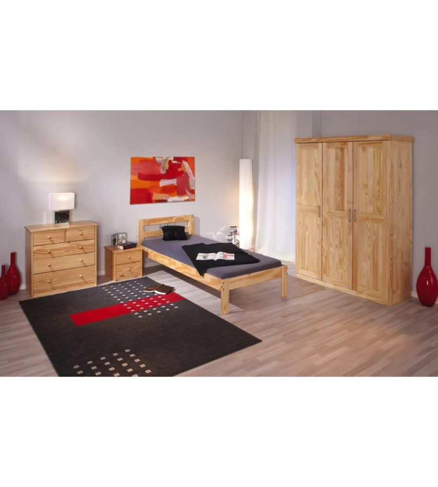 Armadi- Armadio 3 ante in legno massello, 140x55x190 cm