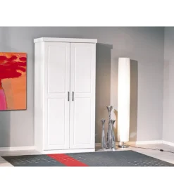 Armadi|Armadio 2 ante in pino massello bianco, 95x55x190 cm