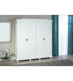 Best Armadio 4 ante in pino massello bianco, 182x59,5x197,5 cm Armadi