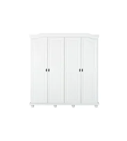 Best Armadio 4 ante in pino massello bianco, 182x59,5x197,5 cm Armadi