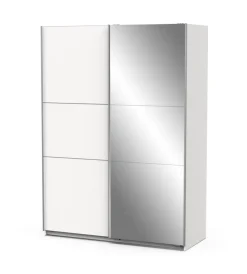 Armadi|Armadio 2 ante scorrevoli "ghost" con specchio bianco 148x59,9x203 cm