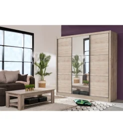 Outlet Armadio 3 ante scorrevoli "madrid" con specchio 242x60x215 cm Armadi