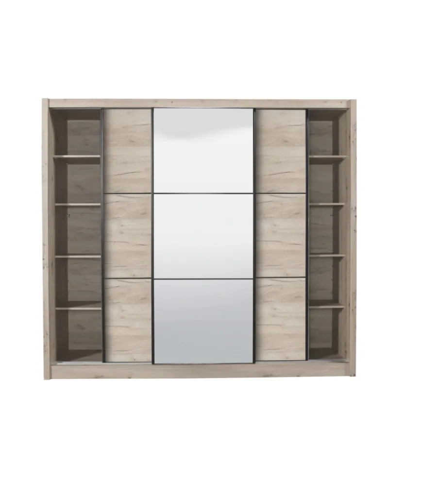 Outlet Armadio 3 ante scorrevoli "madrid" con specchio 242x60x215 cm Armadi