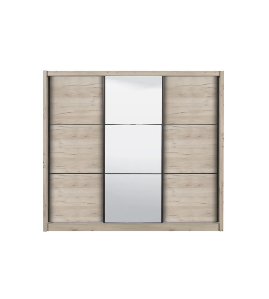 Outlet Armadio 3 ante scorrevoli "madrid" con specchio 242x60x215 cm Armadi