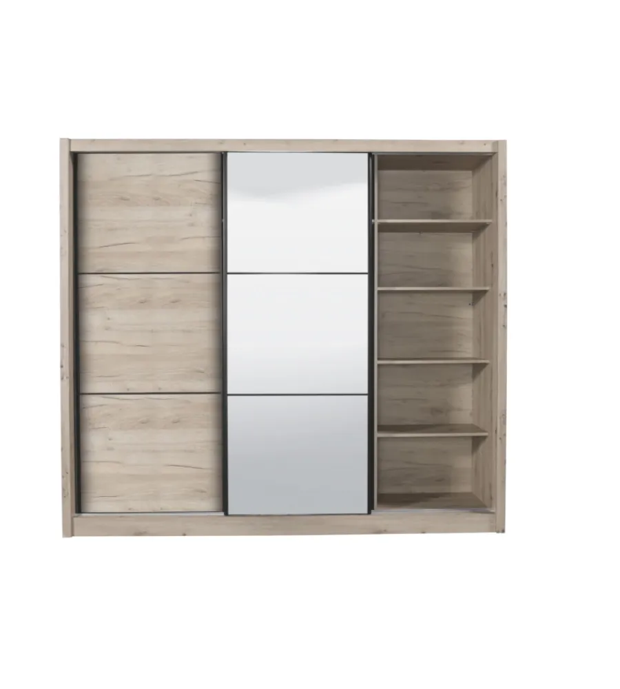 Outlet Armadio 3 ante scorrevoli "madrid" con specchio 242x60x215 cm Armadi