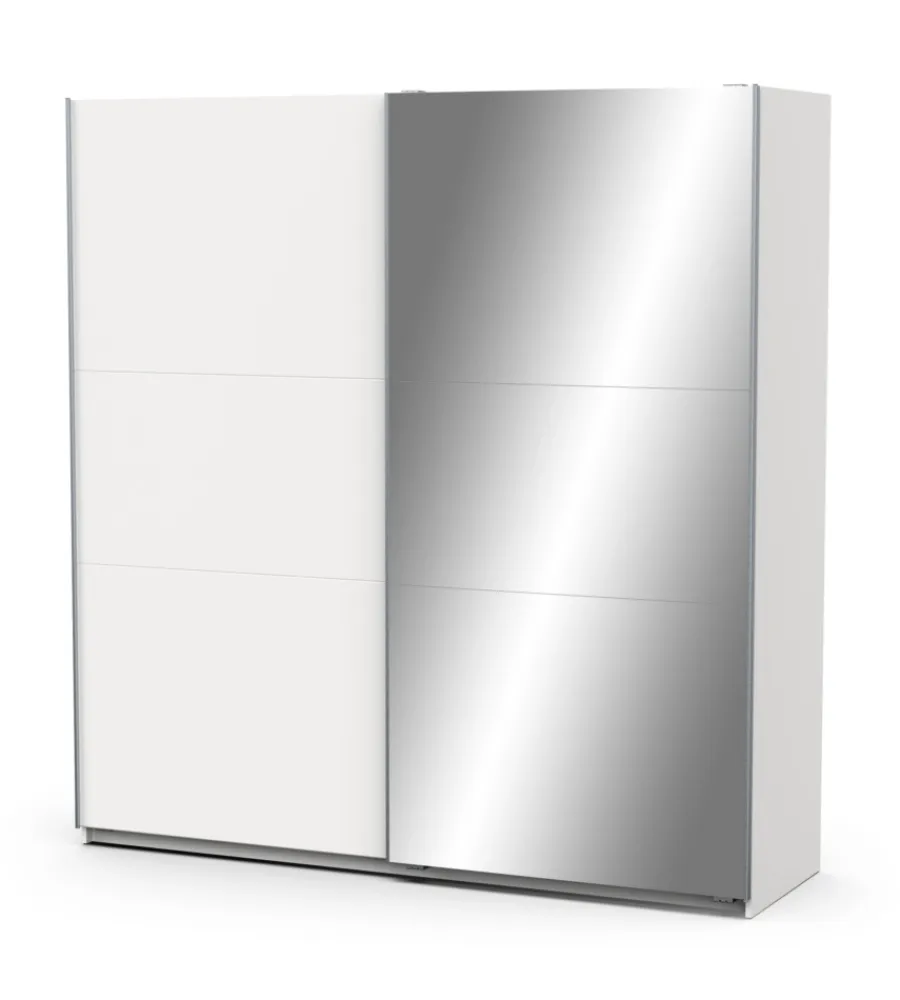 Armadi- Armadio 2 ante scorrevoli "ghost" con specchio bianco 194,4x59,9x203 cm