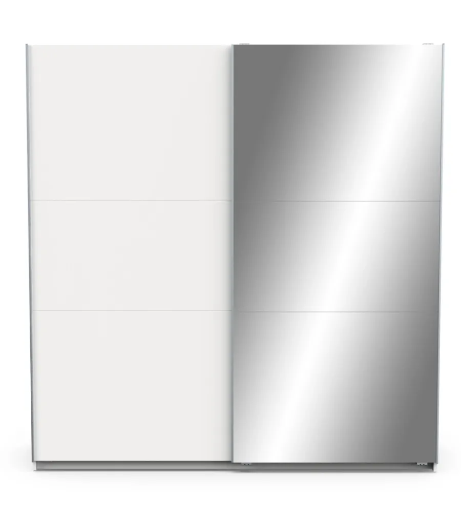 Armadi- Armadio 2 ante scorrevoli "ghost" con specchio bianco 194,4x59,9x203 cm