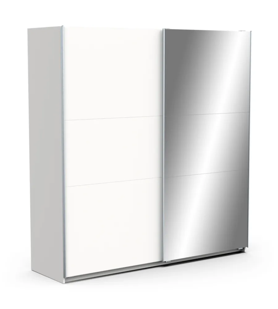 Armadi- Armadio 2 ante scorrevoli "ghost" con specchio bianco 194,4x59,9x203 cm