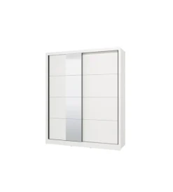 Armadi|Armadio bellahome "alba" con 2 ante scorrevoli con specchio bianco, 180x59,8x215,5 cm