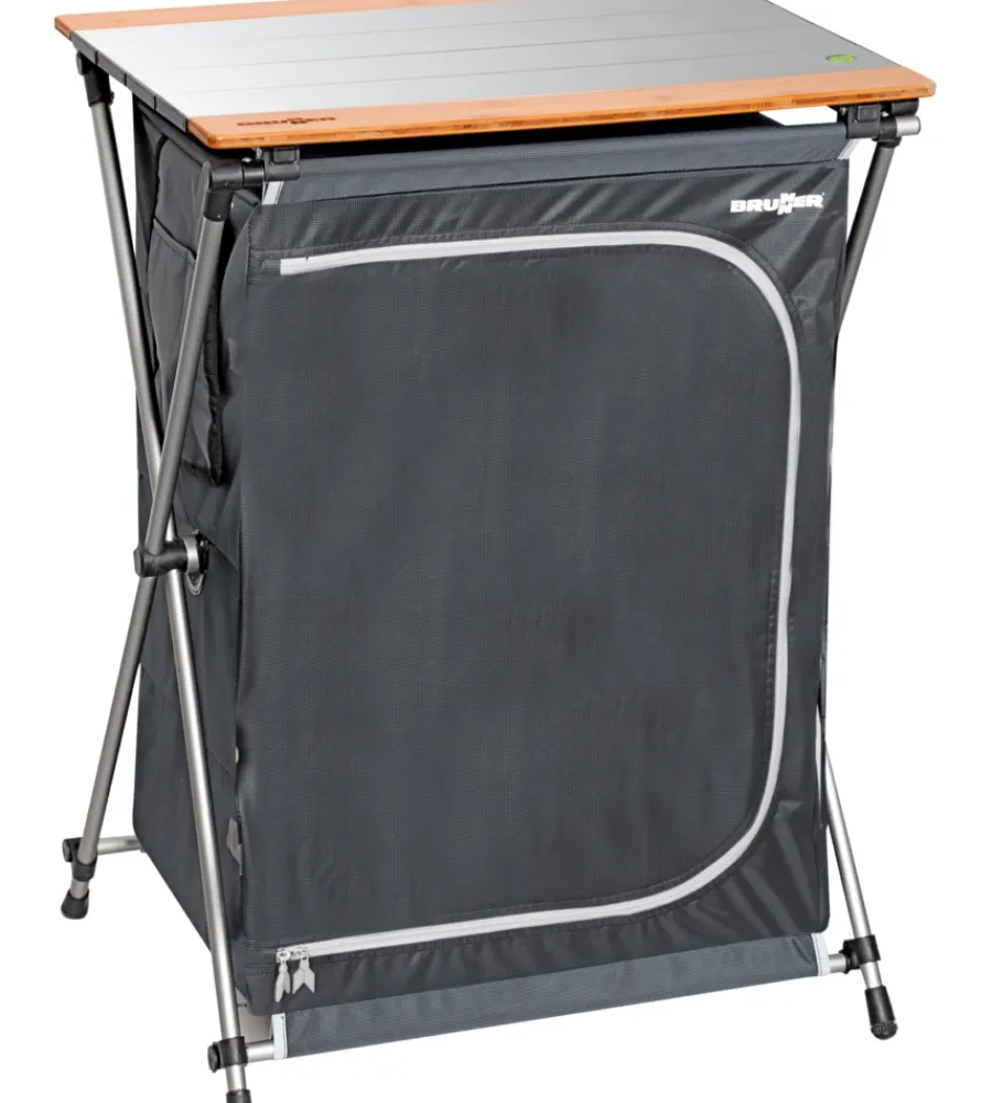 Brunner Campeggio|Armadio da campeggio pieghevole "razor ultralight ls" in alluminio e poliestere nero 4 ripiani 60x46x82 cm