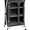 Brunner Campeggio|Armadio da campeggio pieghevole "azabache hsc cross s" in alluminio e poliestere nero 6 ripiani 70x59x125 cm