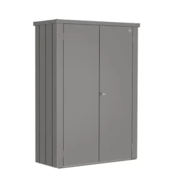 Clearance Armadio da esterno "romeo m high" in acciaio grigio quarzo metallizzato, 132x57x140 cm - 58010 Contenitori Da Esterno
